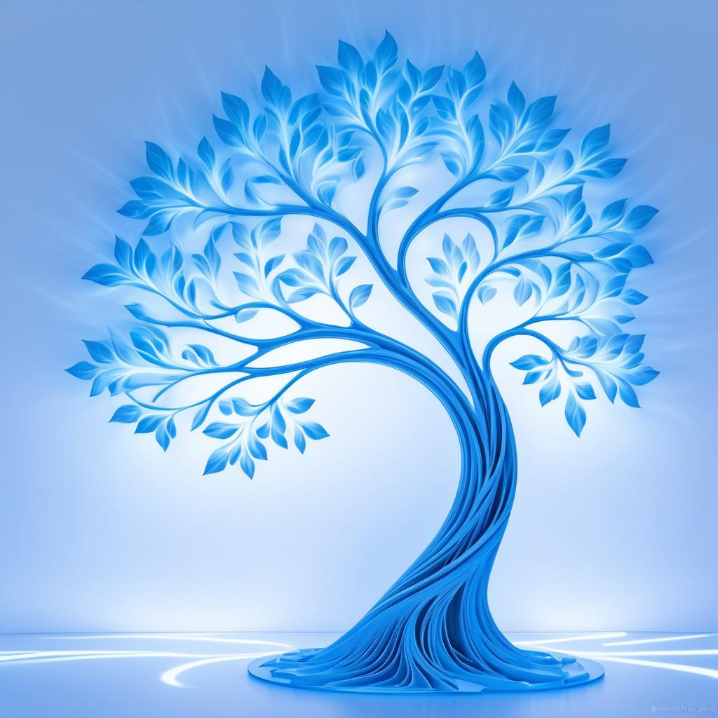 Whimsical Blue Tree Light Painting