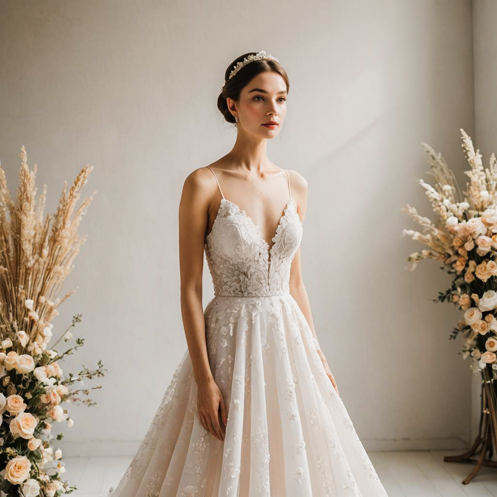 Ethereal Bride in Romantic Wedding Attire