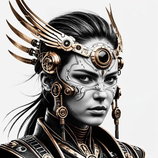 Grayscale Futuristic Samurai Phoenix Logo