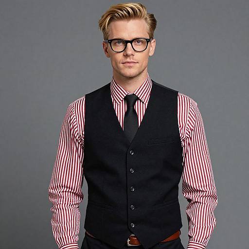 Blonde Male in Striped Shirt