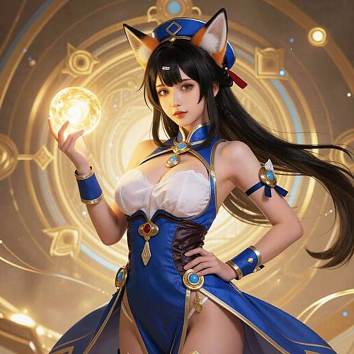 Sexy Anime Fox Woman with Orb
