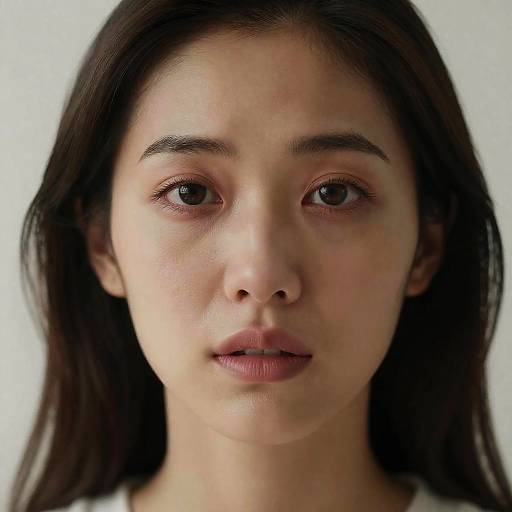 Portrait of Grieving Woman with Brunette Hair