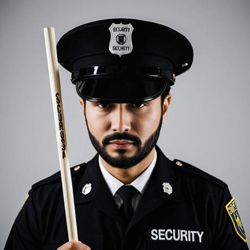 Male Security Guard in Uniform with Baton