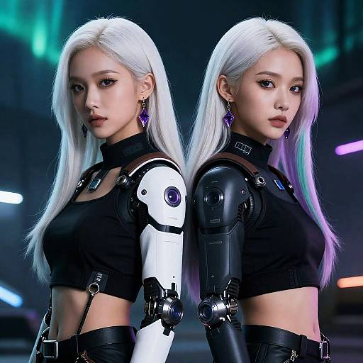 Cyberpunk Twin Assassins Poster