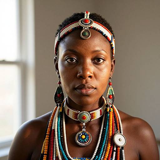 Portrait of African American Woman in Tribal Attire