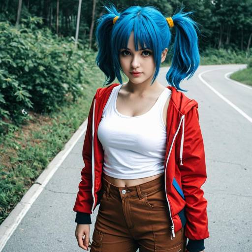 Bulma Cosplay with Pigtails and Jacket