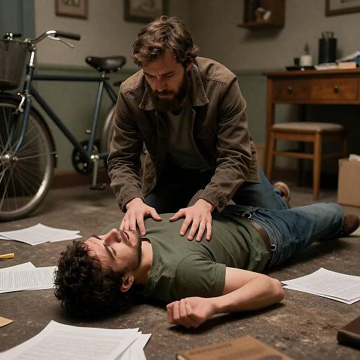 Intense Confrontation in Dim Light