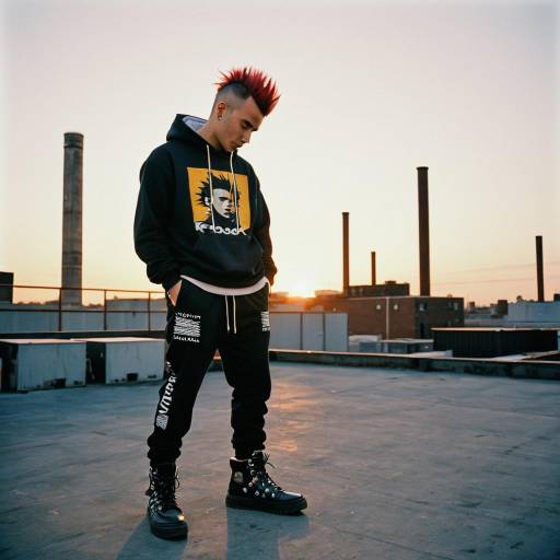 Young Man with Mohawk on Rooftop at Sunset