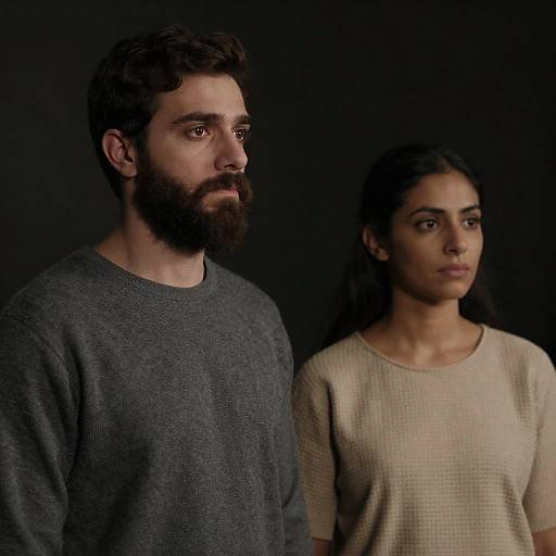 Portrait of man and woman in neutral tones