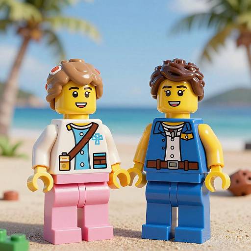Realistic Lego Figurines on Tropical Island