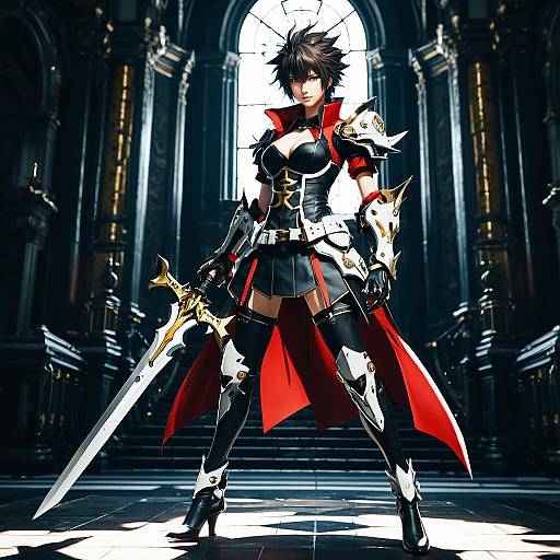 Anime Warrior in Elaborate Armor with Sword