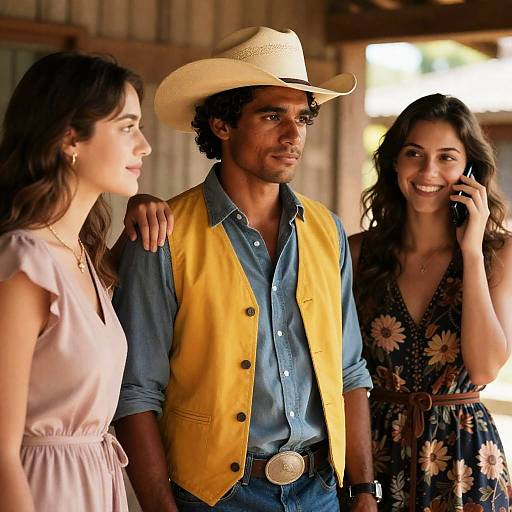 Rustic Portrait of Three Smiling Friends