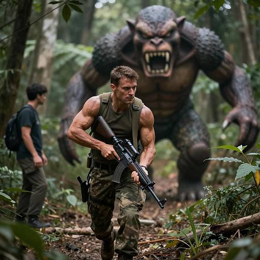 Action-Packed Forest Encounter with Creature