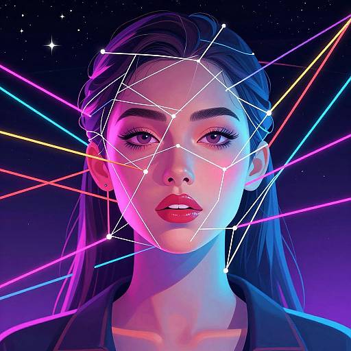 Cyberpunk Woman in Neon Web