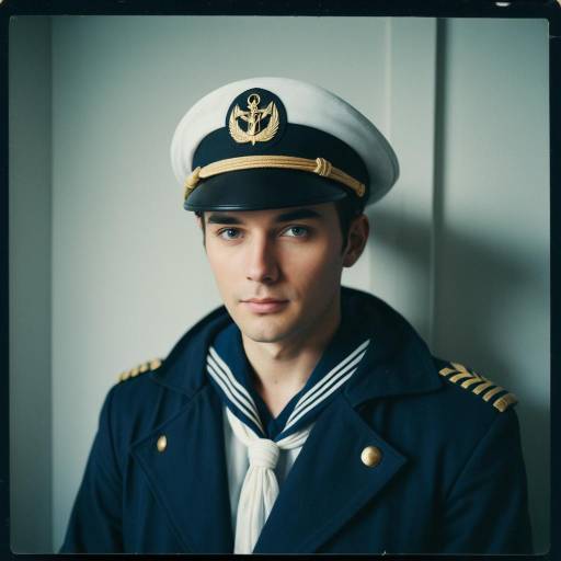 Young Man in Vintage Navy Sailor Uniform