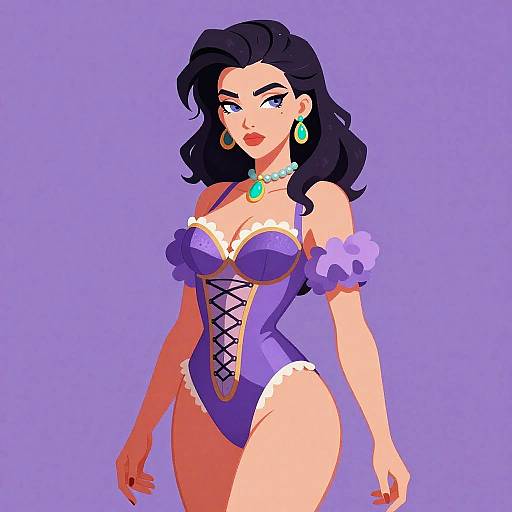 Rococo Cyberpunk Erotic Woman Illustration