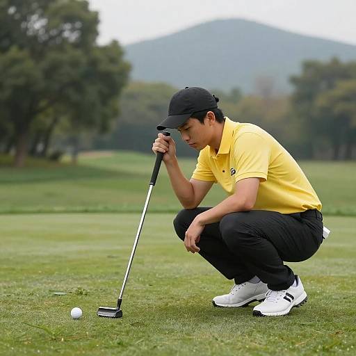 Young Golfer on Lush Green Course