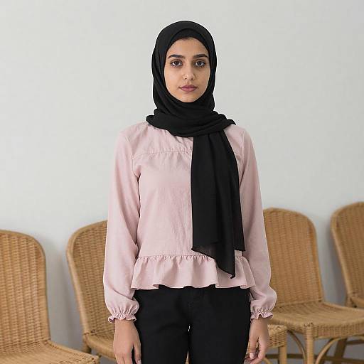 Portrait of Woman in Black Hijab