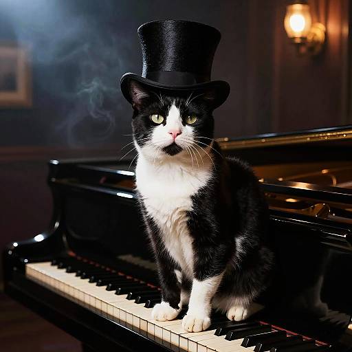 Majestic Cat on Grand Piano