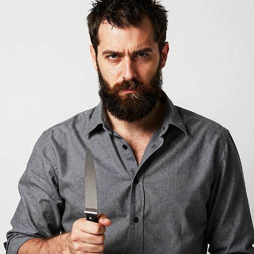 Intense Portrait of a Bearded Man