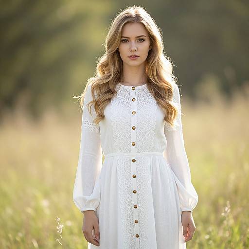 Ethereal Woman in Sunlit Field