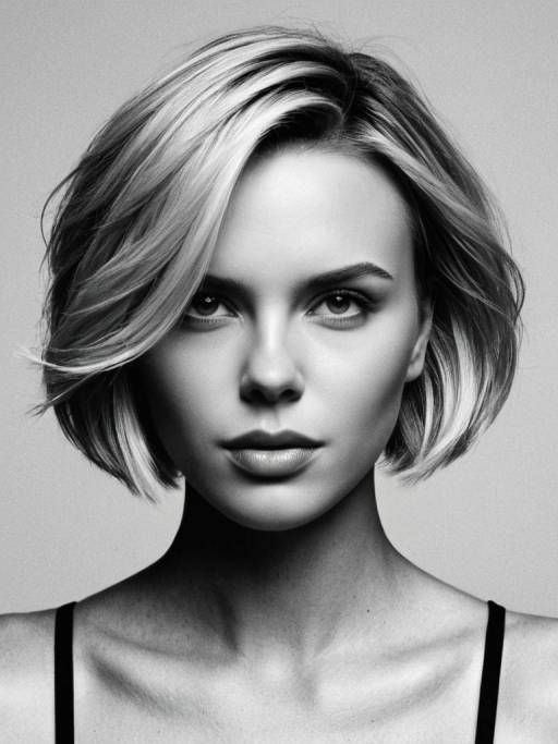Photorealistic Black-and-White Portrait of Woman
