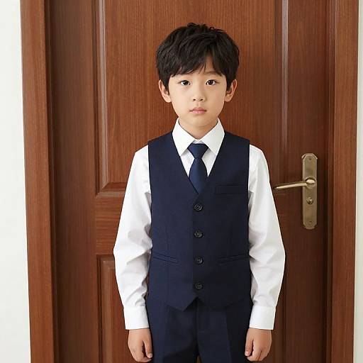 Young Boy in Vest and Tie
