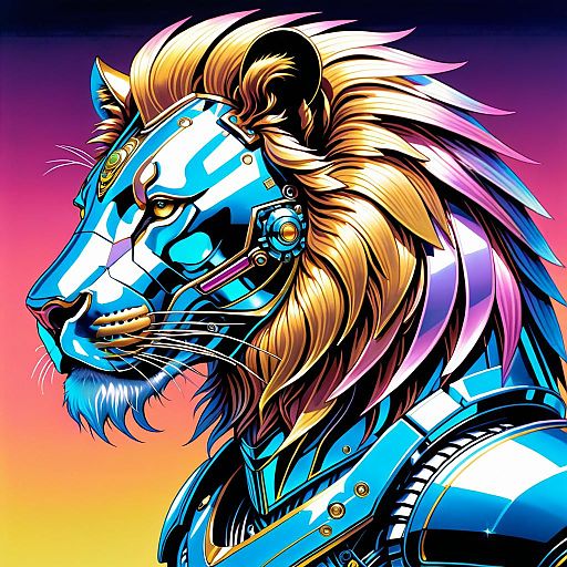 Futuristic Armored Cybernetic Lion Illustration Futuristic Armored Cybernetic Lion Illustration