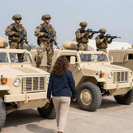 Dynamic Military Scene with Soldiers and Vehicles