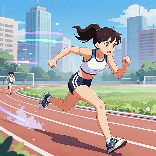 Futuristic AI Anime Girl Sprint