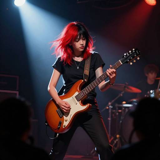 Dynamic Rock Concert Girl Guitarist