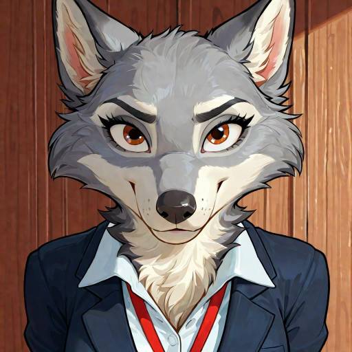 Vivid Retro Anthropomorphic Wolf Artwork