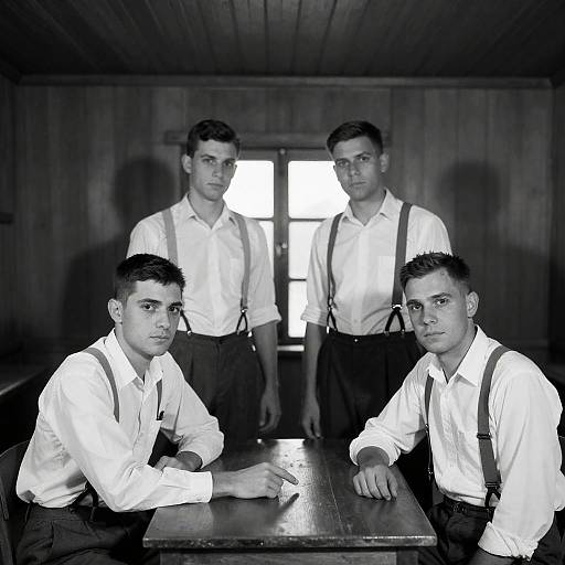 Serious Men in Wooden Room Portrait