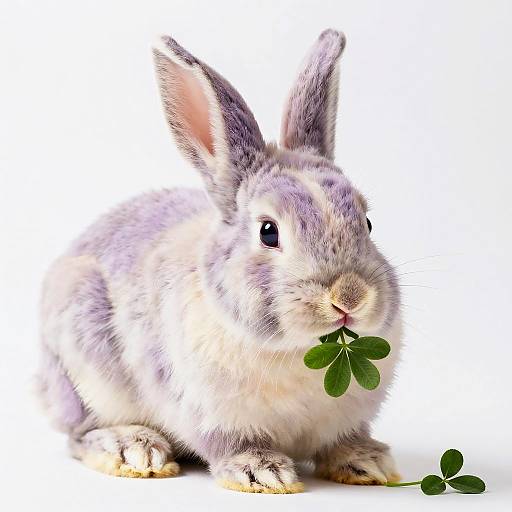 Lavender and Cream Bunny Rabbit with Clover