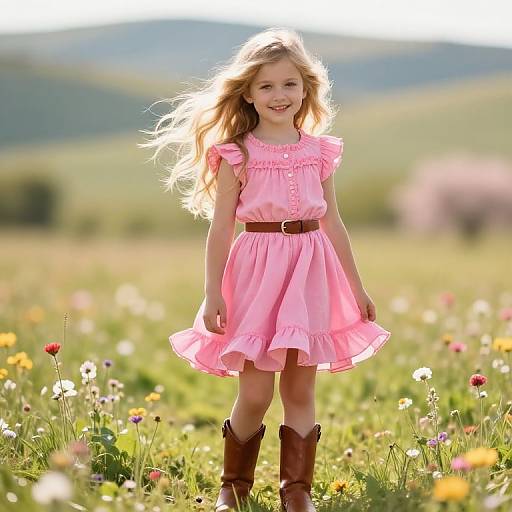 Sunlit Blonde Girl in Meadow