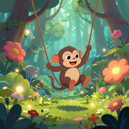 Playful Lemur in Mystical Forest