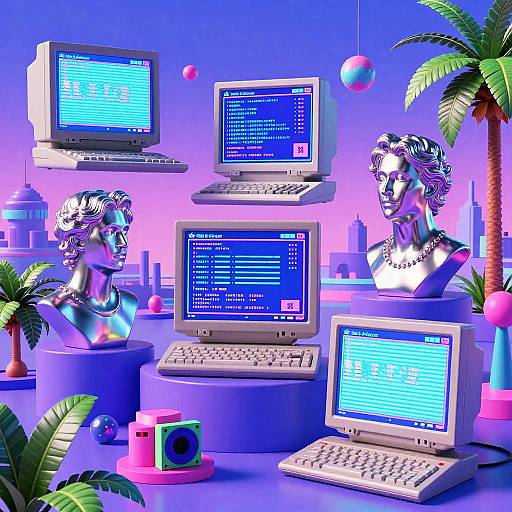 Vaporwave Neon Retro Futuristic Art