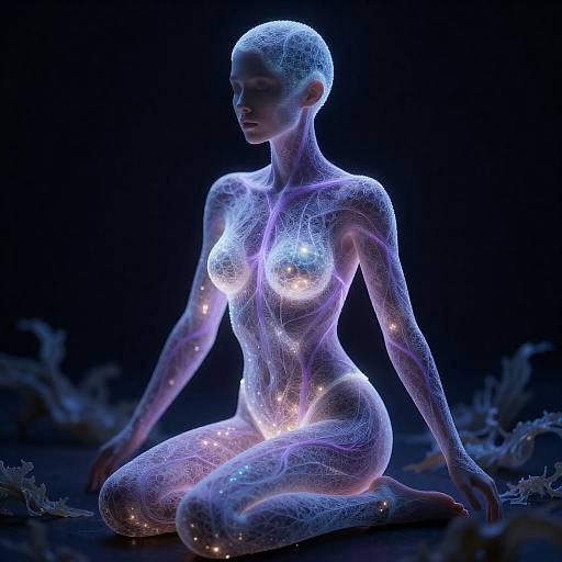 Bioluminescent Kelp Woman Sitting Portrait