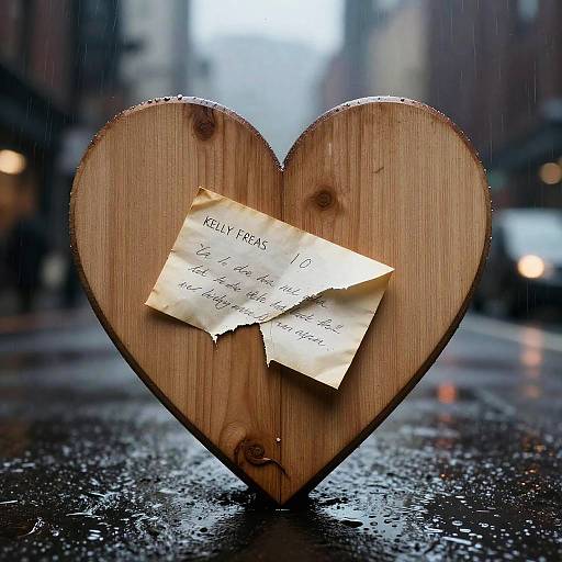 Moody Wooden Heart in Rain