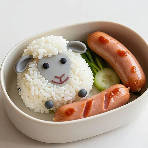 Whimsical Sheep-Shaped Kyaraben Bento