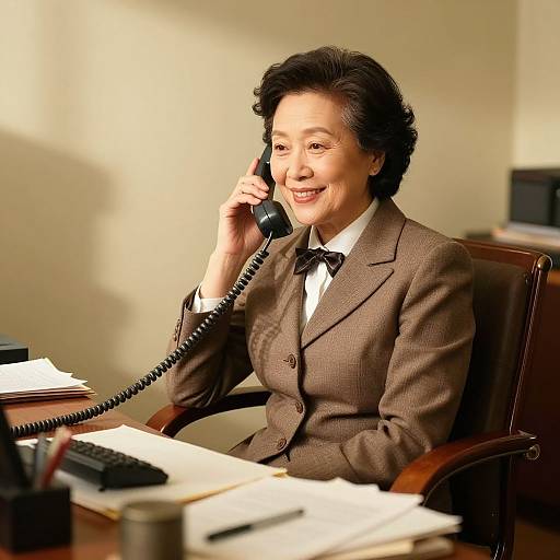 Mature Secretary in Retro Office