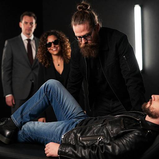 Candid Moment in a Dimly Lit Room