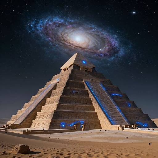 Surreal Ziggurat in Starry Desert