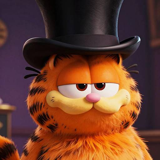 Cunning Anthropomorphic Garfield in Top Hat
