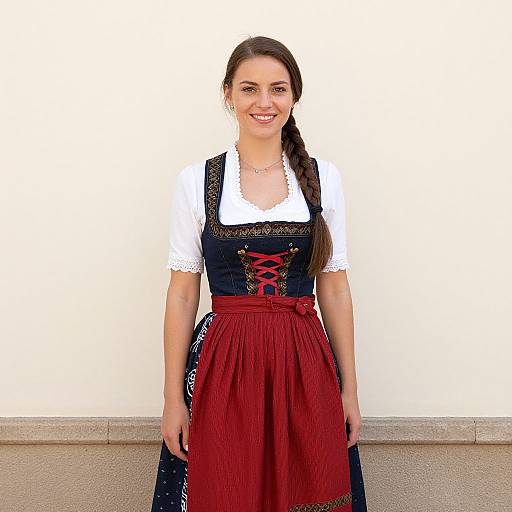 Woman in Traditional Austrian Dirndl