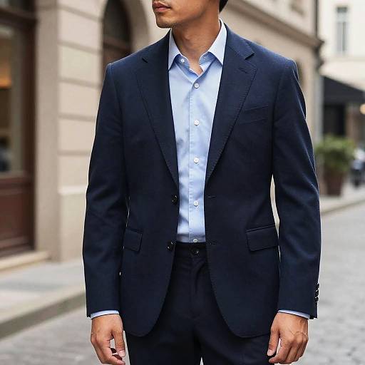 Man in Navy Suit with Blue Shirt