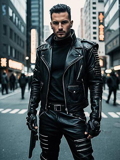 Cyberpunk Male Fashion in City