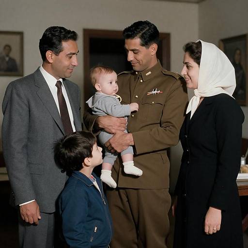 Vintage Family Portrait with Military Officer