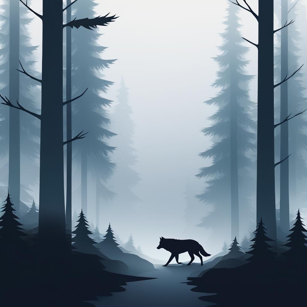 Sleek Wolf in a Misty Forest