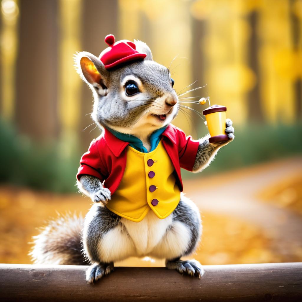 Whimsical Squirrel as Pinocchio Portrait